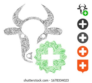 Line Mosaic based on cow create icon. Mosaic vector cow create is designed with random line elements. Bonus icons are added.