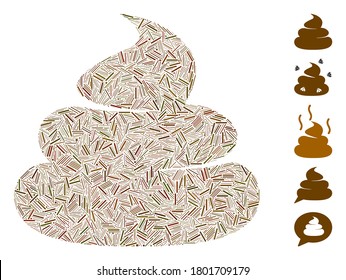 Line Mosaic basierend auf Crap-Symbol. Mosaikvektorcrap ist mit zufälligen Zeilenelementen konzipiert. Bonussymbole werden hinzugefügt.