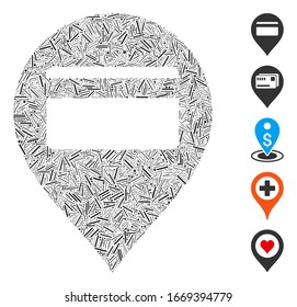 Line Mosaic based on credit card pointer icon. Mosaic vector credit card pointer is formed with random line items. Bonus icons are added.