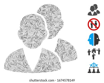 Line Mosaic based on customers icon. Mosaic vector customers is designed with randomized line spots. Bonus icons are added.