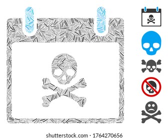 Line Mosaic based on death skull calendar day icon. Mosaic vector death skull calendar day is formed with scattered line spots. Bonus icons are added.