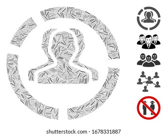 Line Mosaic based on demography diagram icon. Mosaic vector demography diagram is designed with scattered line items. Bonus icons are added.