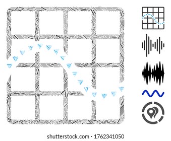 Line Mosaic based on dotted function chart icon. Mosaic vector dotted function chart is formed with randomized line items. Bonus icons are added.