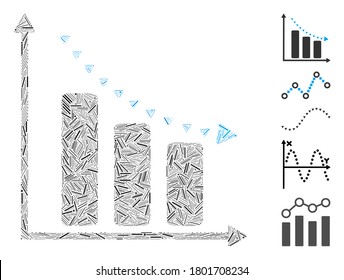 Line Mosaic Based On Dotted Negative Trend Icon. Mosaic Vector Dotted Negative Trend Is Designed With Randomized Line Items. Bonus Icons Are Added.