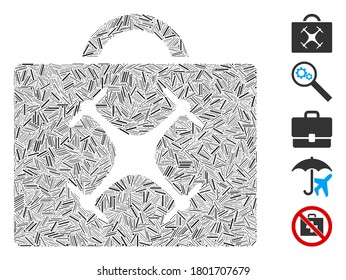 Line Mosaic based on drone toolbox icon. Mosaic vector drone toolbox is formed with scattered line elements. Bonus icons are added.