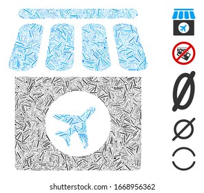 Mosaico de línea basado en icono libre de impuestos. Mosaic vectorial libre está diseñado con elementos de línea aleatoria. Se agregan iconos de bonificación.
