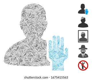 Line Mosaic based on elector icon. Mosaic vector elector is designed with random line elements. Bonus icons are added.