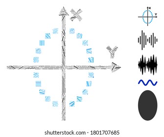 Line Mosaic based on ellipse plot icon. Mosaic vector ellipse plot is designed with scattered line items. Bonus icons are added.