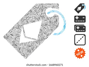 Line Mosaic basierend auf Ethereum Tag Symbol. Mosaik Vektorillustration Ethereum Tag ist mit zufälligen Linien Elemente entworfen. Bonussymbole werden hinzugefügt.