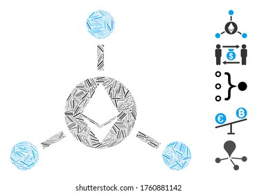 Line Mosaic based on Ethereum connections icon. Mosaic vector Ethereum connections is designed with random line items. Bonus icons are added.
