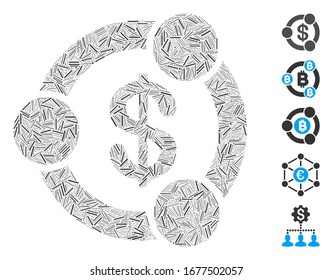 Line Mosaic based on financial collaboration icon. Mosaic vector financial collaboration is composed with scattered line elements. Bonus icons are added.