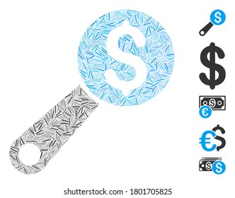 Line Mosaic based on financial audit icon. Mosaic vector financial audit is formed with randomized line items. Bonus icons are added.