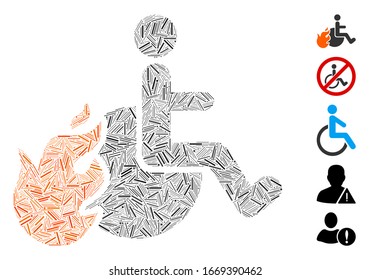 Line Mosaic based on fired patient icon. Mosaic vector fired patient is created with randomized line elements. Bonus icons are added.