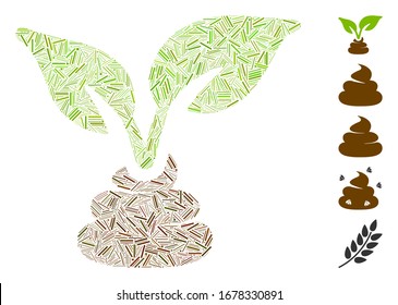 Line Mosaic based on garden natural fertilizer icon. Mosaic vector garden natural fertilizer is designed with scattered line spots. Bonus icons are added.