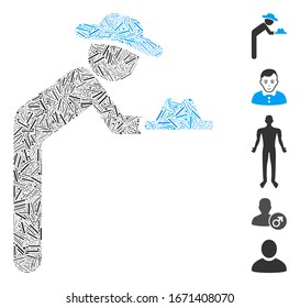 Line Mosaic based on gentleman servant icon. Mosaic vector gentleman servant is created with random line elements. Bonus icons are added.