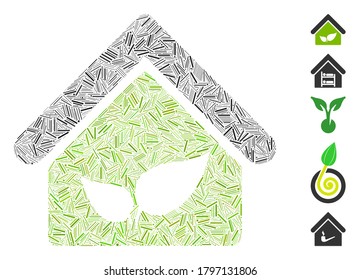 Line Mosaic based on greenhouse icon. Mosaic vector greenhouse is composed with random line spots. Bonus icons are added.