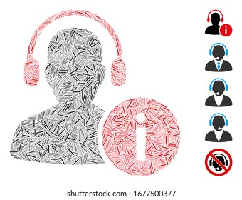 Line Mosaic based on help desk icon. Mosaic vector help desk is composed with randomized line spots. Bonus icons are added.