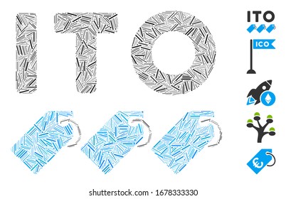 Mosaico de línea basado en el icono de tokens ITO. Los tokens ITO vectorial mosaico se forman con puntos de línea aleatoria. Se agregan iconos de bonificación.