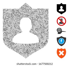 Linie Mosaik basierend auf dem Lord Schild Symbol. Mosaik Vektorillustration Lord Schild ist mit randomisierten Linien-Spots konzipiert. Bonussymbole werden hinzugefügt.