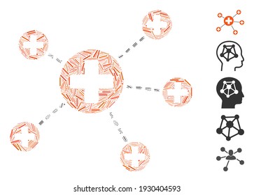 Line Mosaic based on medical relations icon. Mosaic vector medical relations is composed with randomized line elements. Bonus icons are added.