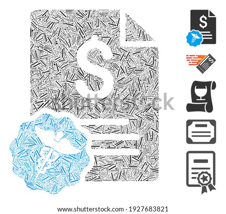 Line Mosaic based on medical invoice icon. Mosaic vector medical invoice is created with randomized line elements. Bonus icons are added.