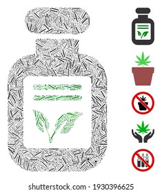 Line Mosaic based on natural drugs icon. Mosaic vector natural drugs is formed with scattered line items. Bonus icons are added.