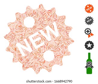 Line Mosaic based on new icon. Mosaic vector new is formed with scattered line elements. Bonus icons are added.