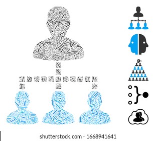 Line Mosaic based on people hierarchy icon. Mosaic vector people hierarchy is designed with randomized line dots. Bonus icons are added.