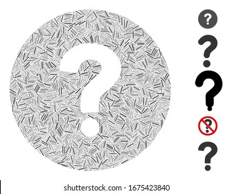 Line Mosaic based on query icon. Mosaic vector query is composed with randomized line spots. Bonus icons are added.