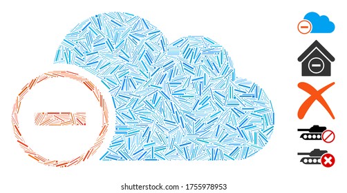 Line Mosaic based on remove icon. Mosaic vector remove is formed with randomized line items. Bonus icons are added.