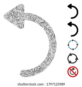 Line Mosaic based on rotate CCW icon. Mosaic vector rotate CCW is designed with scattered line items. Bonus icons are added.