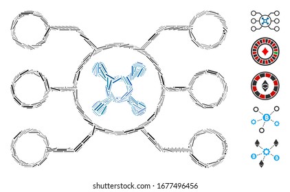 Line Mosaic based on roulette circuit icon. Mosaic vector roulette circuit is composed with random line items. Bonus icons are added.