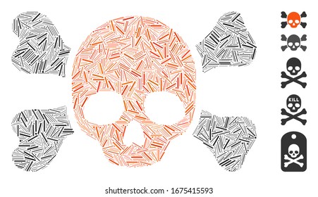 Line Mosaic based on skull and bones icon. Mosaic vector skull and bones is designed with random line dots. Bonus icons are added.