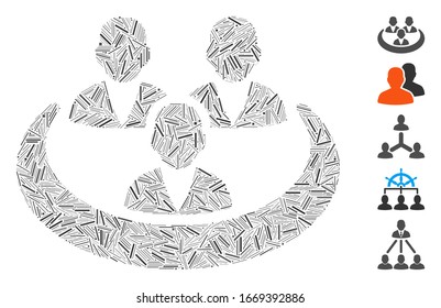 Line Mosaic based on social network icon. Mosaic vector social network is formed with scattered line spots. Bonus icons are added.