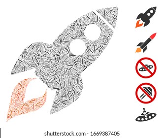 Line Mosaic based on space rocket launch icon. Mosaic vector space rocket launch is designed with randomized line elements. Bonus icons are added.