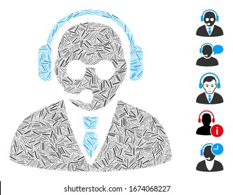 Line Mosaic based on support manager icon. Mosaic vector support manager is composed with random line elements. Bonus icons are added.