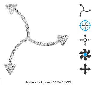 Line Mosaic based on swirl arrows icon. Mosaic vector swirl arrows is composed with random line spots. Bonus icons are added.