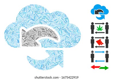 Mosaico de línea basado en el icono de actualización. La actualización del vector mosaico se forma con puntos de línea aleatorizados. Se agregan iconos de bonificación.