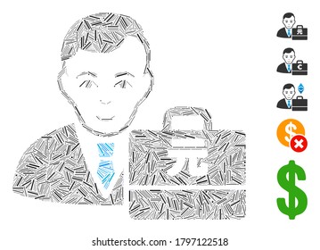 Line Mosaic based on Yuan Renminbi accounter icon. Mosaic vector Yuan Renminbi accounter is created with randomized line dots. Bonus icons are added.