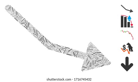 Line mosaic negative trend arrow icon designed from straight items in various sizes and color hues. Vector linear items are united into abstract mosaic negative trend arrow icon. - Powered by Shutterstock - Get 15% off with code: PIKWIZARD15