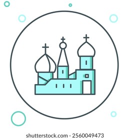 Line Moscow symbol - Saint Basil's Cathedral, Russia icon isolated on white background. Colorful outline concept. Vector