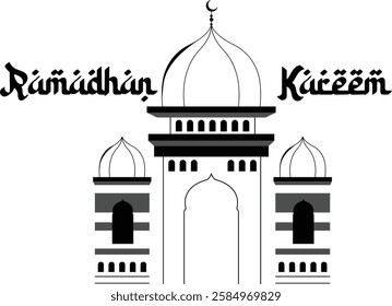 Line Mosque flat ramadhan kareem