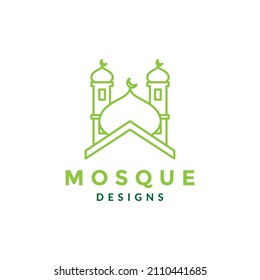 line mosque roof with dome logo design, vector graphic symbol icon sign illustration