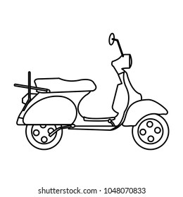 line motocycle transportation travel with mirror and wheels