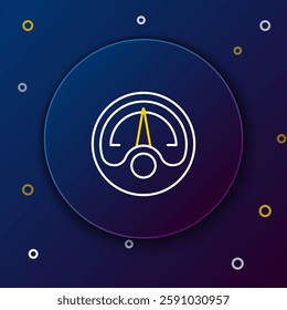 Line Motor gas gauge icon isolated on blue background. Empty fuel meter. Full tank indication. Colorful outline concept. Vector