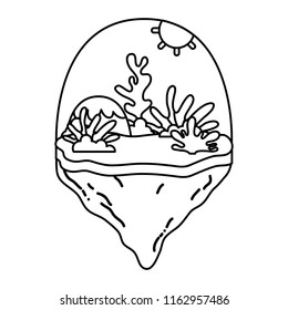 line mountain and exotic seaweed in the float island