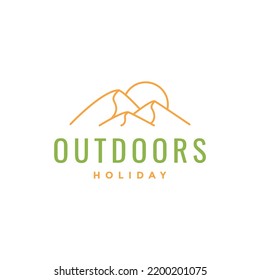 line mountain with sun minimal logo