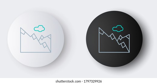 Line Mountains icon isolated on grey background. Symbol of victory or success concept. Colorful outline concept. Vector