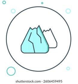 Line Mountains icon isolated on white background. Symbol of victory or success concept. Colorful outline concept. Vector