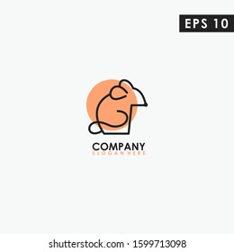 Line Mouse Modern Logo Design Isolated In Shape Colour Vector Illustration